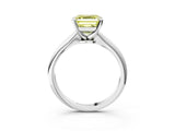Platinum Fancy Yellow Asscher Cut Diamond Solitaire Engagement Ring with Classic Band and Four-Prong Setting_15