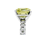 Platinum Fancy Yellow Asscher Cut Diamond Solitaire Pavé Engagement Ring with Round Band and Prong Setting_5