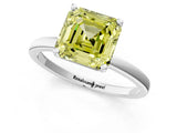 Platinum Fancy Yellow Asscher Cut Diamond Solitaire Ring with Classic Band and Four-Prong Setting_13