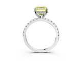 Platinum Fancy Yellow Asscher Cut Diamond Solitaire Ring with Round  Pavé Band and Four-Prong Setting_51