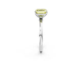 Platinum Fancy Yellow Asscher Cut Diamond Solitaire Ring with Thin Band and Prong Setting_2