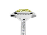 Platinum Fancy Yellow Asscher Cut Halo Bezel Diamond Pave Band Ring_17