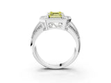 Platinum Fancy Yellow Asscher Cut Halo Diamond Engagement Ring with Pave Split Shank and Four-Prong Setting_39
