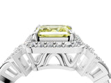 Platinum Fancy Yellow Asscher Cut Halo Diamond Split Shank Engagement Ring with Four-Prong Setting_10