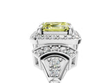 Platinum Fancy Yellow Asscher Cut Halo Diamond Split Shank Engagement Ring with Four-Prong Setting_11