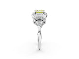 Platinum Fancy Yellow Asscher Cut Halo Diamond Split Shank Engagement Ring with Four-Prong Setting_8