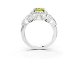 Platinum Fancy Yellow Asscher Cut Halo Diamond Split Shank Engagement Ring with Four-Prong Setting_9