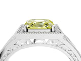 Platinum Fancy Yellow Asscher Cut Halo Diamond Split Shank Ring with Prong Setting_10