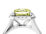 Platinum Fancy Yellow Asscher  Cut Halo Solitaire Engagement Ring with Square Band and Four-Prong Setting_28