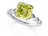 Platinum Fancy Yellow Asscher Cut Solitaire Diamond Ring with Infinity Twist Band and Four-Prong Setting_13