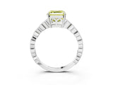 Platinum Fancy Yellow Asscher Cut Solitaire Diamond Ring with Infinity Twist Band and Four-Prong Setting_15