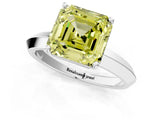 Platinum Fancy Yellow Asscher  Cut Solitaire Engagement Ring with Flat Band and Four-Prong Setting 2