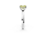 Platinum Fancy Yellow Asscher  Cut Solitaire Engagement Ring with Flat Band and Four-Prong Setting 3