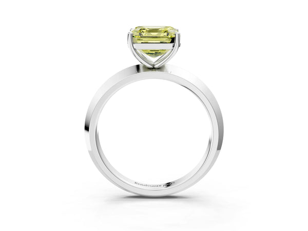Platinum Asscher Cut Knife-Edge Solitaire Engagement Ring Setting for Fancy Yellow Center