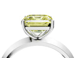 Platinum Fancy Yellow Asscher  Cut Solitaire Engagement Ring with Flat Band and Four-Prong Setting 5