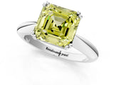 Platinum Fancy Yellow Asscher  Cut Solitaire Engagement Ring with Tapered Band and Four-Prong Setting 2