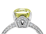 Platinum Fancy Yellow Asscher Cut Solitaire Split Shank Pave Diamond Engagement Ring with Four-Prong Setting_10