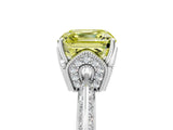 Platinum Fancy Yellow Asscher Cut Solitaire Split Shank Pave Diamond Engagement Ring with Four-Prong Setting_11