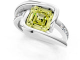 Platinum Fancy Yellow Asscher Cut Solitaire Tension-Set Diamond Split Shank Ring_31