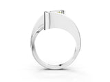 Platinum Fancy Yellow Asscher Cut Solitaire Tension-Set Diamond Split Shank Ring_33