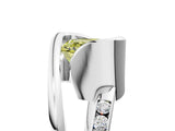 Platinum Fancy Yellow Asscher Cut Solitaire Tension-Set Diamond Split Shank Ring_35