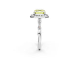 Platinum Fancy Yellow Asscher  Halo Diamond Engagement Ring with Twisted Band and Four-Prong Setting 2
