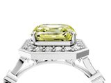 Platinum Fancy Yellow Asscher  Halo Diamond Engagement Ring with Twisted Band and Four-Prong Setting 4