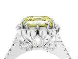 Platinum Fancy Yellow Asscher  Halo Diamond Floral Split Shank Engagement Ring 5