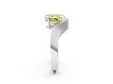 Platinum Fancy Yellow Asscher  Solitaire Diamond Engagement Ring with Pave Band and Four-Prong Setting 4