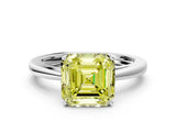 Platinum Fancy Yellow Asscher  Solitaire Diamond Ring with Split Shank and Four-Prong Setting_12