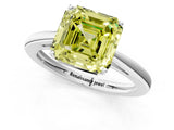 Platinum Fancy Yellow Asscher  Solitaire Diamond Ring with Split Shank and Four-Prong Setting_13
