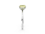 Platinum Fancy Yellow Asscher  Solitaire Diamond Ring with a Classic Band and Four-Prong Setting 3