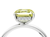 Platinum Fancy Yellow Asscher  Solitaire Diamond Ring with a Classic Band and Four-Prong Setting 5
