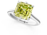 Platinum Fancy Yellow Asscher  Solitaire Engagement Ring with Six-Prong Setting and Classic Band 2