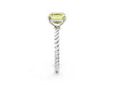Platinum Fancy Yellow Asscher  Solitaire Twist Band Ring with Four-Prong Setting_2