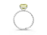 Platinum Fancy Yellow Asscher  Solitaire Twist Band Ring with Four-Prong Setting_3
