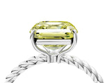 Platinum Fancy Yellow Asscher  Solitaire Twist Band Ring with Four-Prong Setting_4