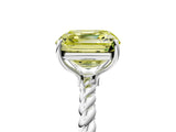 Platinum Fancy Yellow Asscher  Solitaire Twist Band Ring with Four-Prong Setting_5