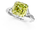 Platinum Fancy Yellow Asscher  Solitaire Twist Band Six-Prong Setting 2
