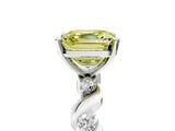 Platinum Fancy Yellow Asscher  Solitaire Twisted Band with Prong Setting