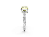 Platinum Fancy Yellow Asscher  Solitaire Twisted Pave Diamond Ring with Four-Prong Setting_2