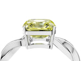Platinum Fancy Yellow Asscher  Solitaire Twisted Pave Diamond Ring with Four-Prong Setting_4