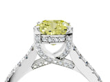 Platinum Fancy Yellow Cushion  Brilliant Diamond Solitaire with Pavé Band and Four-Prong Setting 4