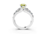 Platinum Fancy Yellow Cushion  Brilliant Solitaire with Side Stones on a Pave Band and Four-Prong Setting_27