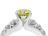 Platinum Fancy Yellow Cushion  Brilliant Solitaire with Side Stones on a Pave Band and Four-Prong Setting_28