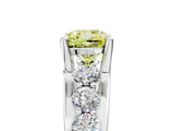 Platinum Fancy Yellow Cushion  Brilliant Solitaire with Side Stones on a Pave Band and Four-Prong Setting_29
