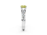Platinum Fancy Yellow Cushion Cut Brilliant Diamond Pavé Band with Six-Prong Setting_20