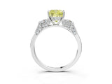 Platinum Fancy Yellow Cushion Cut Brilliant Three-Stone Pave Band with Four-Prong Setting_9