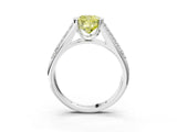 Platinum Fancy Yellow Cushion Cut Cut Diamond Channel Set Pave Band with Tension Prong Setting_9