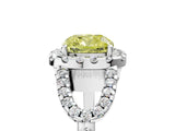 Platinum Fancy Yellow Cushion Cut Cut Diamond Halo Engagement Ring with Open Split Pavé Band_11